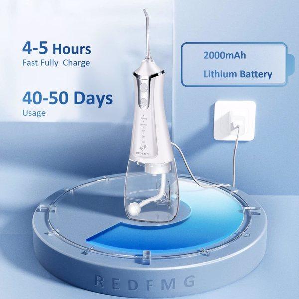 Water Flosser for Teeth Cleaning,Cordless Water Flosser with Adjustable Level Pressure,300ML Detachable Water Tank,5 Water Jet Replacements,IPX6