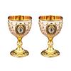 2Pcs Vintage Medieval Goblet Drinking Glass Metal Wine Glass Decoration Drinkware Metal Wine Glass Decoration Drink Cup