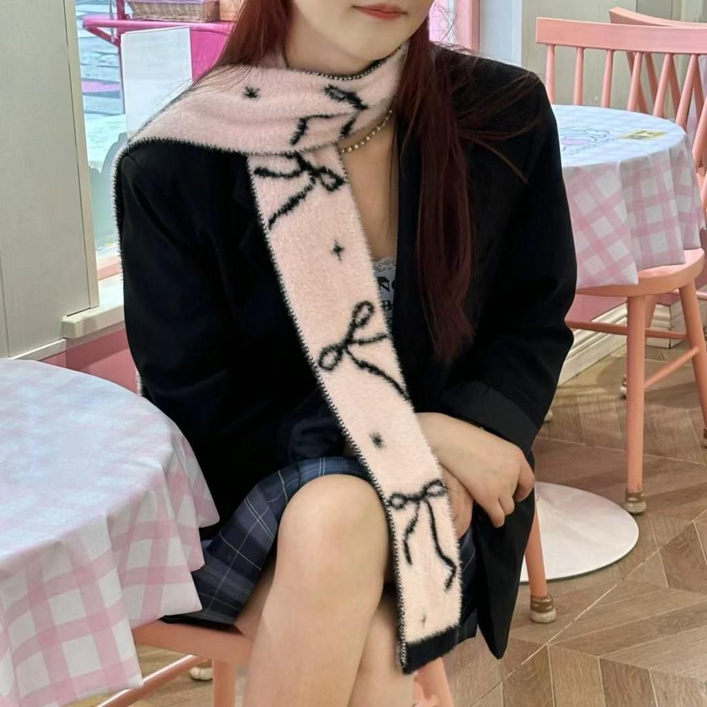 Korean Double-Sided Bow Tie Thin Winter Scarf: Warm, Versatile, and Stylish Red Neck Warmer
