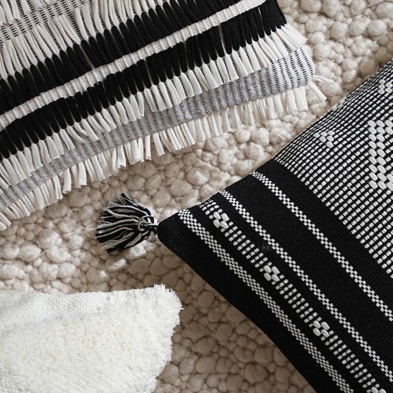 Pillowcase Geometric Jacquard Pillow Cover Cotton Washable Fabric Cushion Cover 45x45cm Living Room Decoration