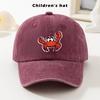 Cartoon Crab Graphic Washed Denim Baseball Cap Cute Animal Print Adjustable Outdoor Sun Hat for Teens