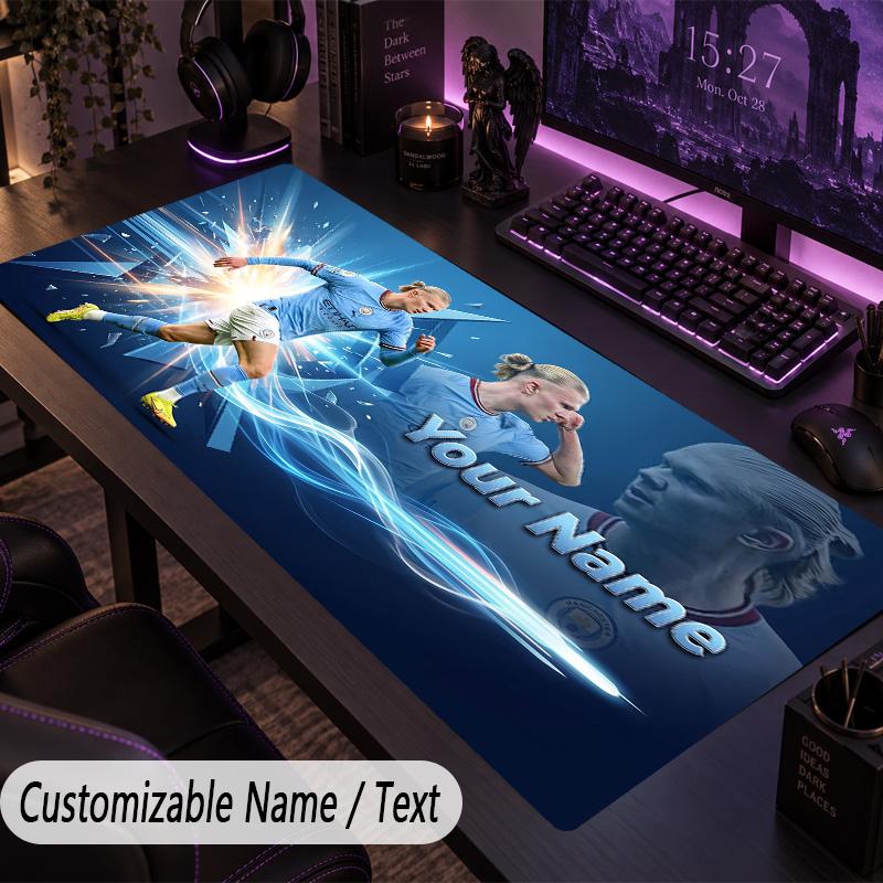 Large Mouse PadErling Haaland Custom Name Text Personalized Desk Mat Non Slip Gaming Pad