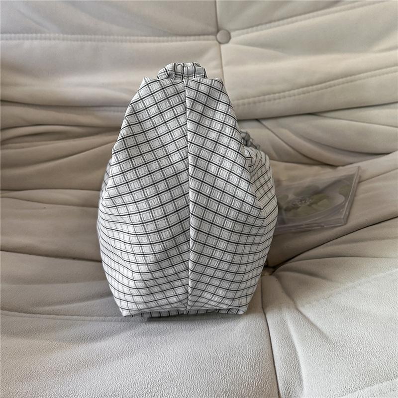 Plaid Slouchy Hobo Bag with Ruched Strap Zip Closure Casual Shoulder Purse for Women Daily Use