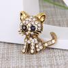 Vintage süße kleine Katze Form Strass Brosche Pin Frauen Kleid Schal Zubehör