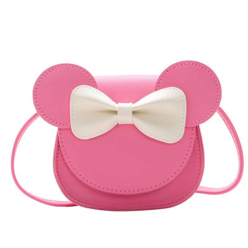 

Adorable Mini Pu Shoulder Bag For Girls Cute Bow Knot Design Toddler Crossbody Rose Red