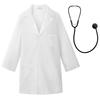 Doctor Size Halloween Costume for Boys and Doctor Side Stethoscope Included Kids' Costume, White, 120, Girls, Cosplay, Pockets,