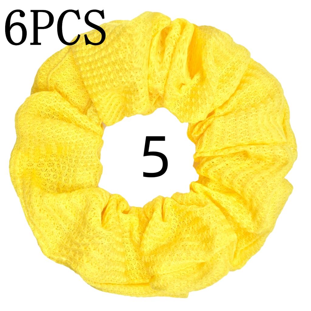 6pcs/lot Candy Color Scrunchies Elastic Hair Band Women Girls Ponytail Holder Rubber Accessories Waffle fabric
