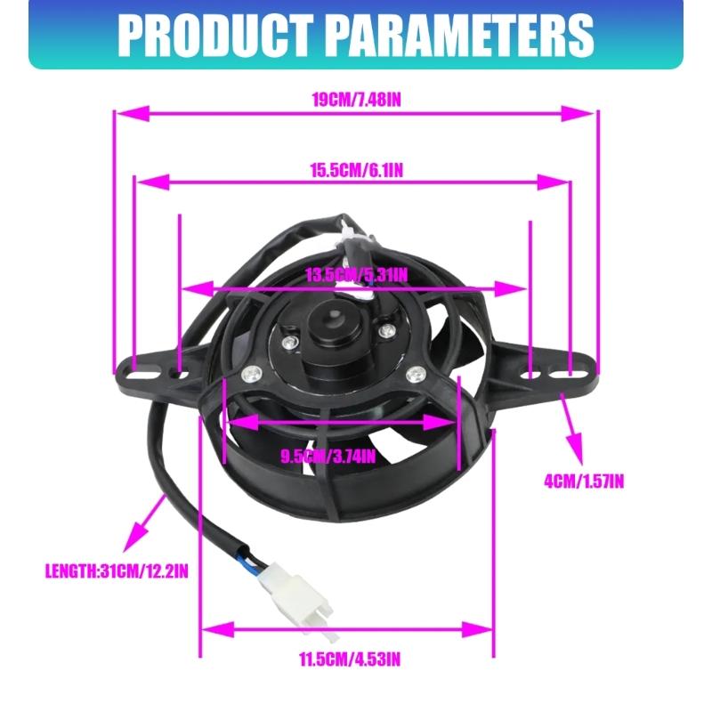 Powerful 3500RPM Motorcycle Radiator Fan With 12V 3500RPM For ATV Dirt Bikes 150cc To 250cc Improves Cooling System