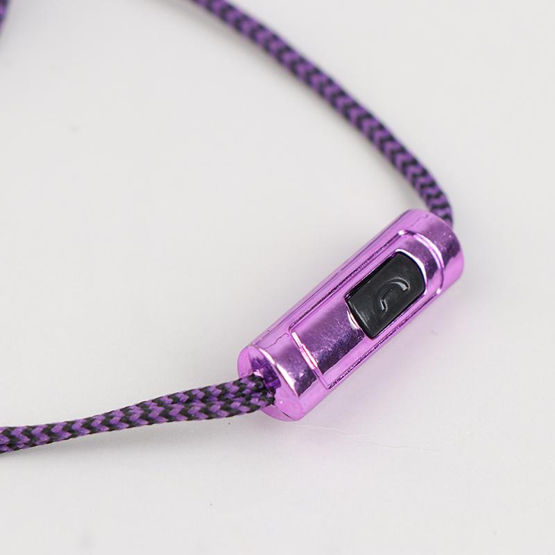 1Pc Stereo Earbuds Earphone Wired Nylon Weave Cable Earphone Headset With Mic
