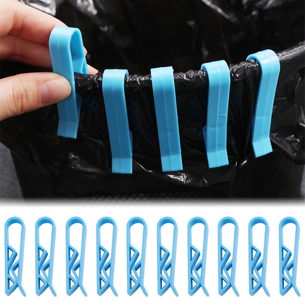 10 Pièces Clip Universel pour Sacs Poubelle Bleu Clip Fixe pour Sacs Poubelle Durable Maison