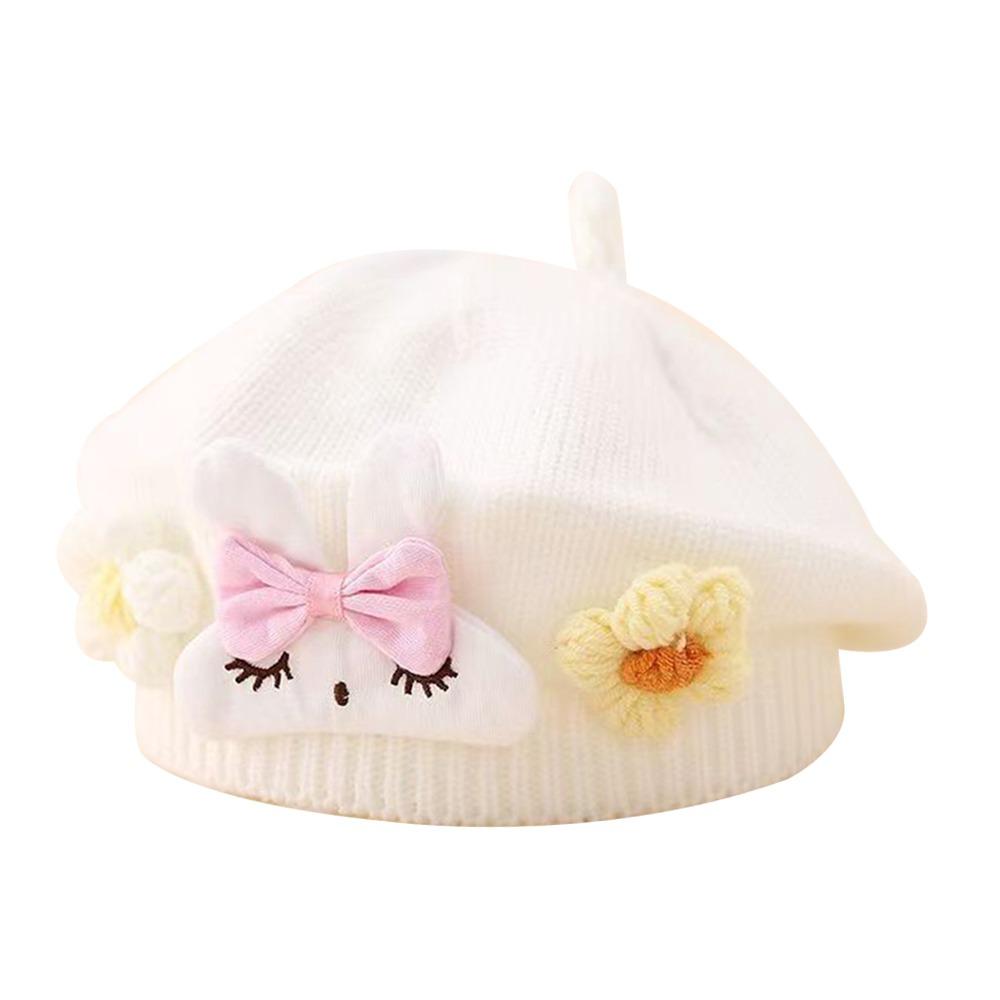 Flower Baby Beret Hat Soft Artist Painter Caps Cute Knitted Hat  Infant Girls