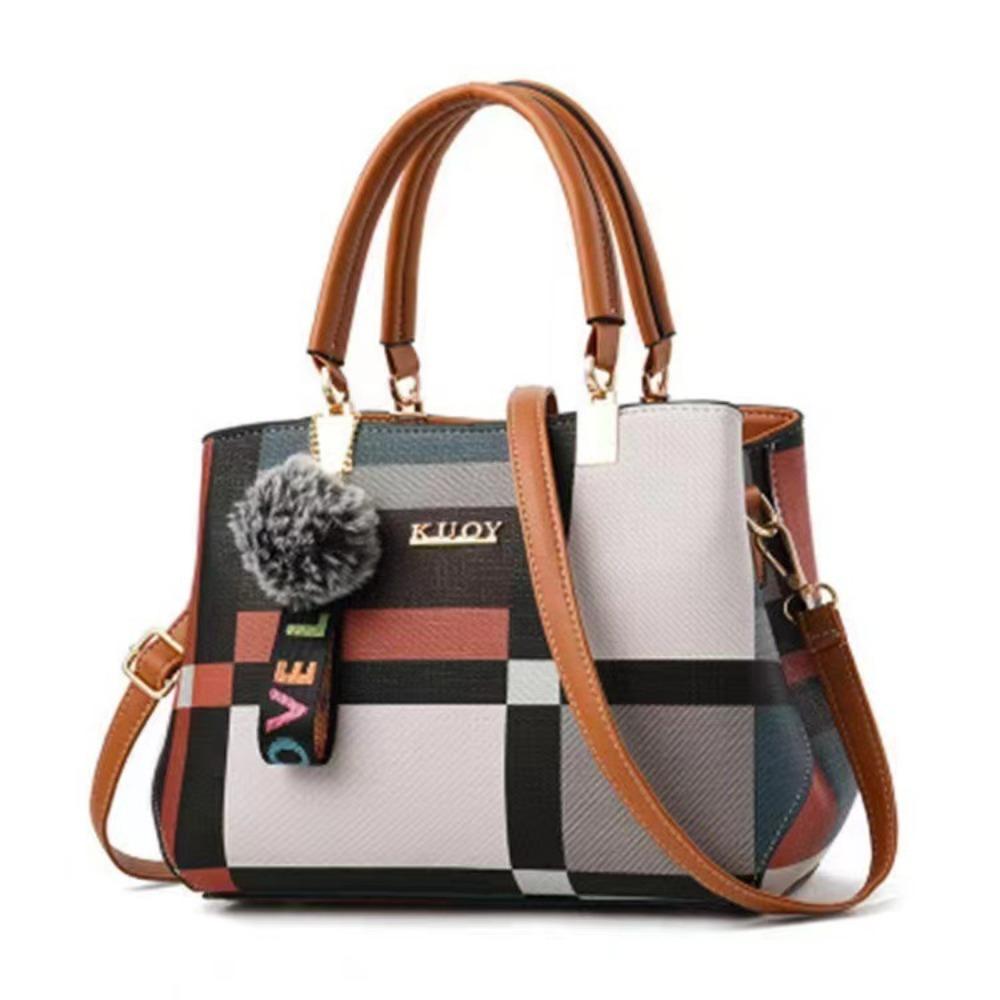 New Trendy Plaid Handbag Women's Bag Korean Version Fashion Casual Large Capacity Shoulder Bag Messenger Bag