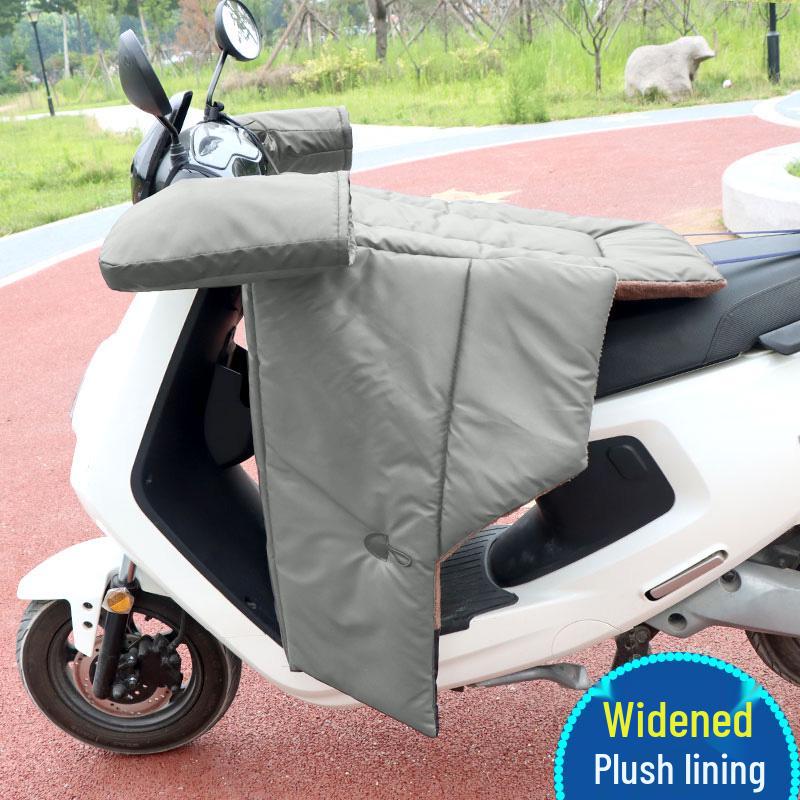 Split Type Winter Fleece Lined Waterproof Windshield Cover with PU Leather Leg Protector and Extra Thick Windproof Design