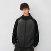 Anta Running Series Logo Woven Hooded Zip-Up Long Sleeve Jacket Men jackets Castle-Gray Basic-Black 952445601-5