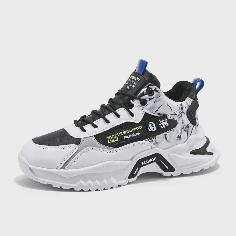Men's High-Top Autumn Sneakers: Trendy Korean Leather Casuals for Youth
