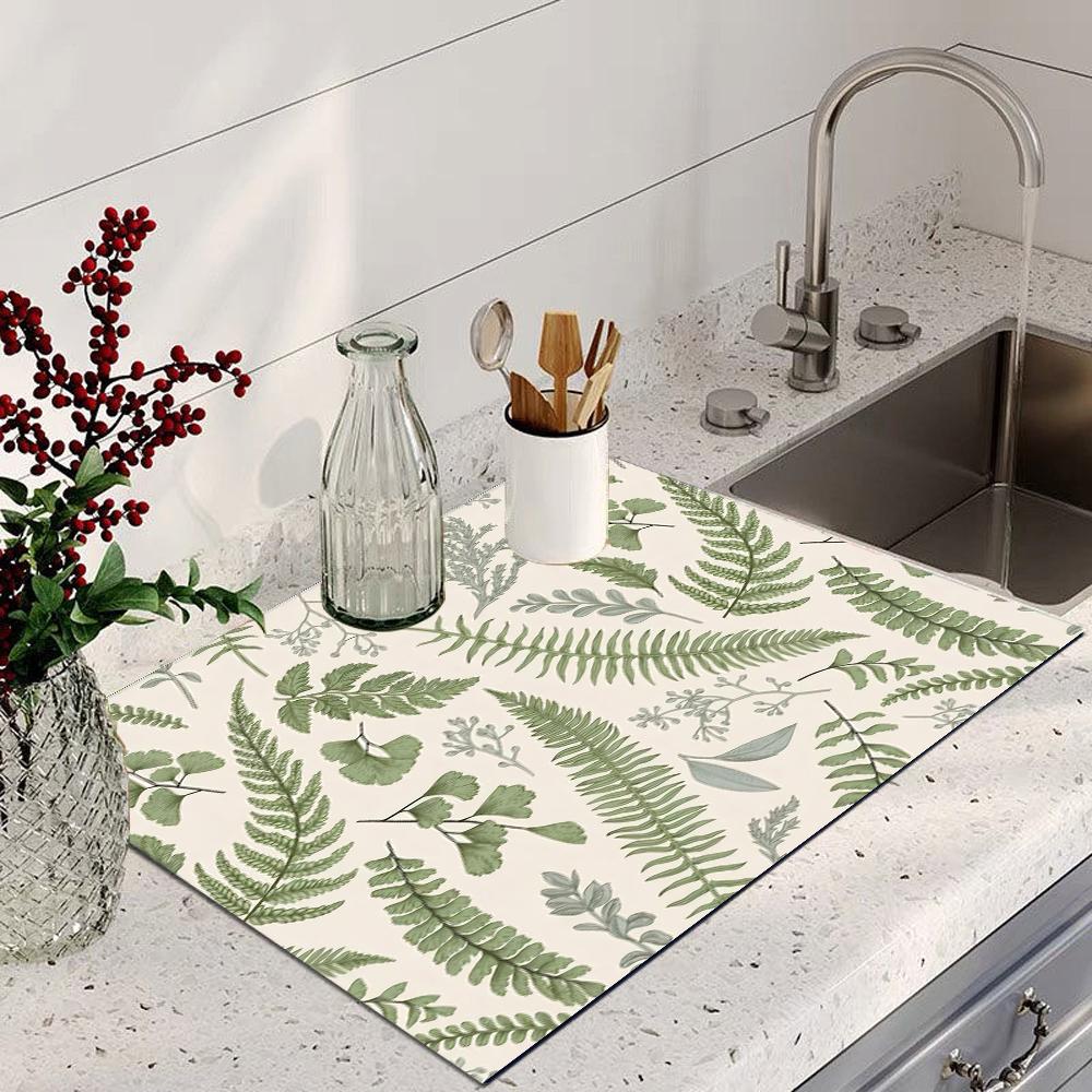 Tapis de séchage pour vaisselle en caoutchouc Super absorbant Tapis de séchage pour vaisselle Tapis de cuisine Tapis d'égouttage anti-taches pour cuisine Décor de bar à café 30x40cm