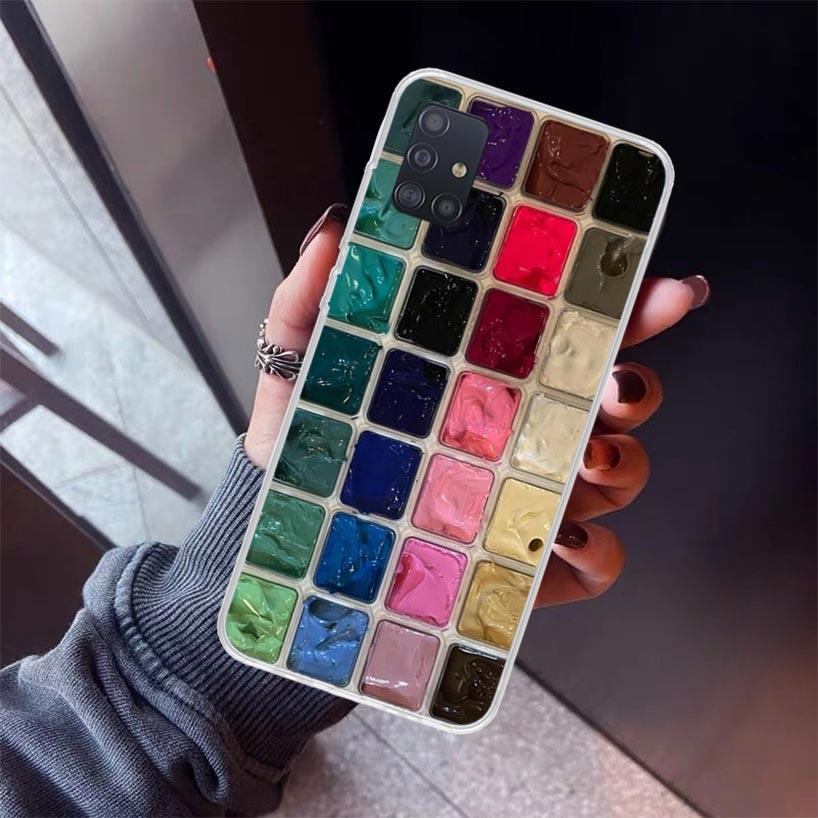 Watercolors Set Paint Palette Painting Box Phone Case For Samsung Galaxy A12 A52S A42 A32 A22 A51 A50 Note 20 Ultra 10 S10 Plus