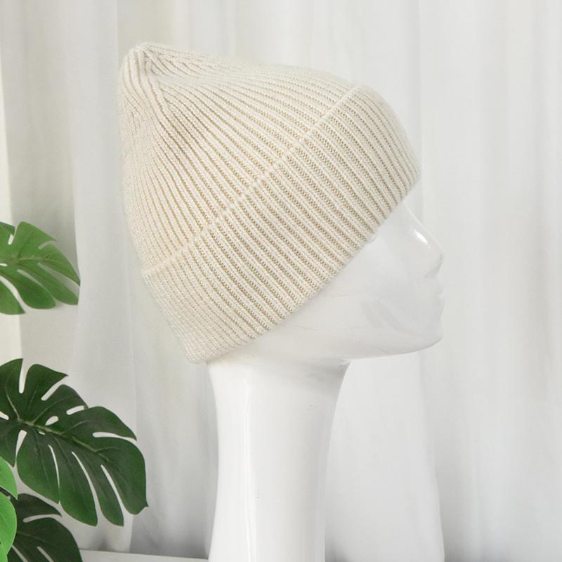 Unisex Winter Hats With Custom Logo Knitted Beanie Hat Narrow Cuff Warm Australia Wool Striped Dome Hat in Stock