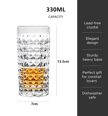 HeY LiLac 330ML Szklanki do Picia Wytłaczane Szklanki z Koralikami Ciężka Podstawa Szklanki do Wody Piwa Tumbler do Wody do Whiskey Koktajli