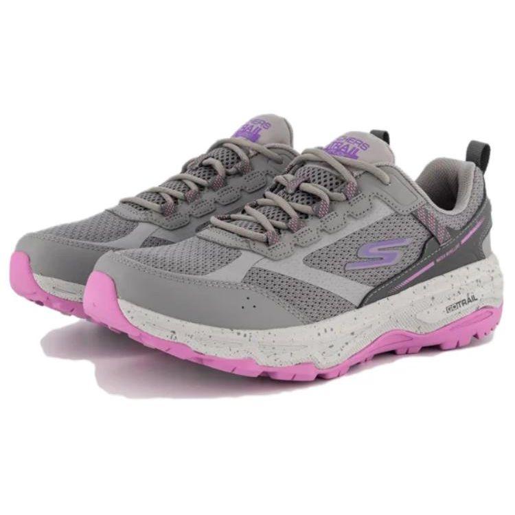 Skechers Comfortable Shock Absorbing Lightweight Low Top Running Shoes Women sneaker Gray Purple 128221C-GYPK
