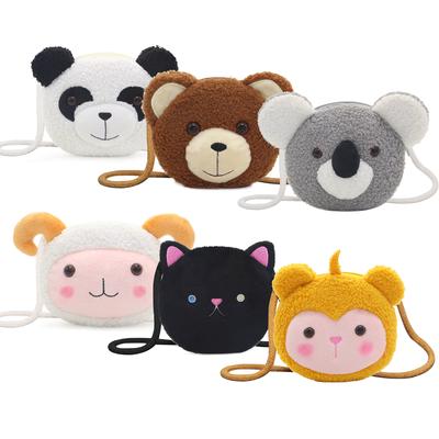 Bolsa tiracolo de pelúcia com desenho animado, animal fofo, urso, moeda, carteira, meninos e meninas, mini bolsa de ombro