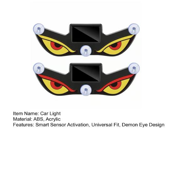 Devil Eyes Car Light Solar Powered LED Dynamic Windshield Ambient Lamp USB-C Rechargeable Vehicle Light with Vibration And Light Sensor