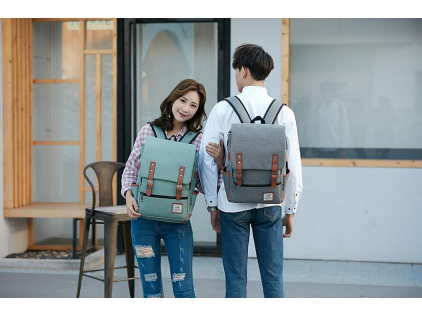 Retro Canvas USB Travel Backpack for Men and Women