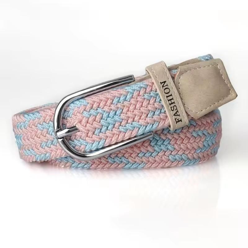 Lochfreier, durchstichfreier gewebter Gürtel für Damen und Herren, elastischer Canvas-Gürtel, koreanischer Stil, vielseitiger Schülerhosen-Gürtel, modisch