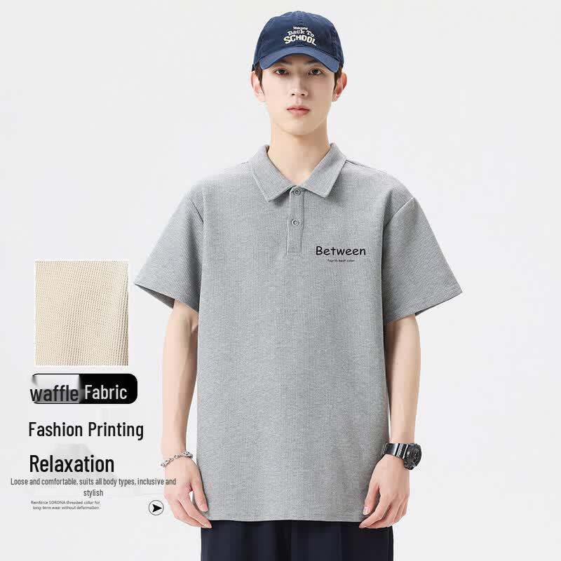 Baleno Men's Waffle Print Lapel Polo Shirt