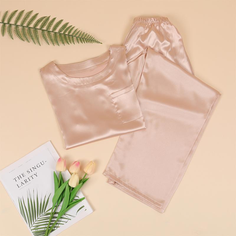 

Женский пижамный комплект, одежда для сна, весна-лето, одежда для сна, розовый шелковый атлас, топ с короткими рукавами, шорты, повседневная женская пижама из 2 предметов, домашняя одежда XL