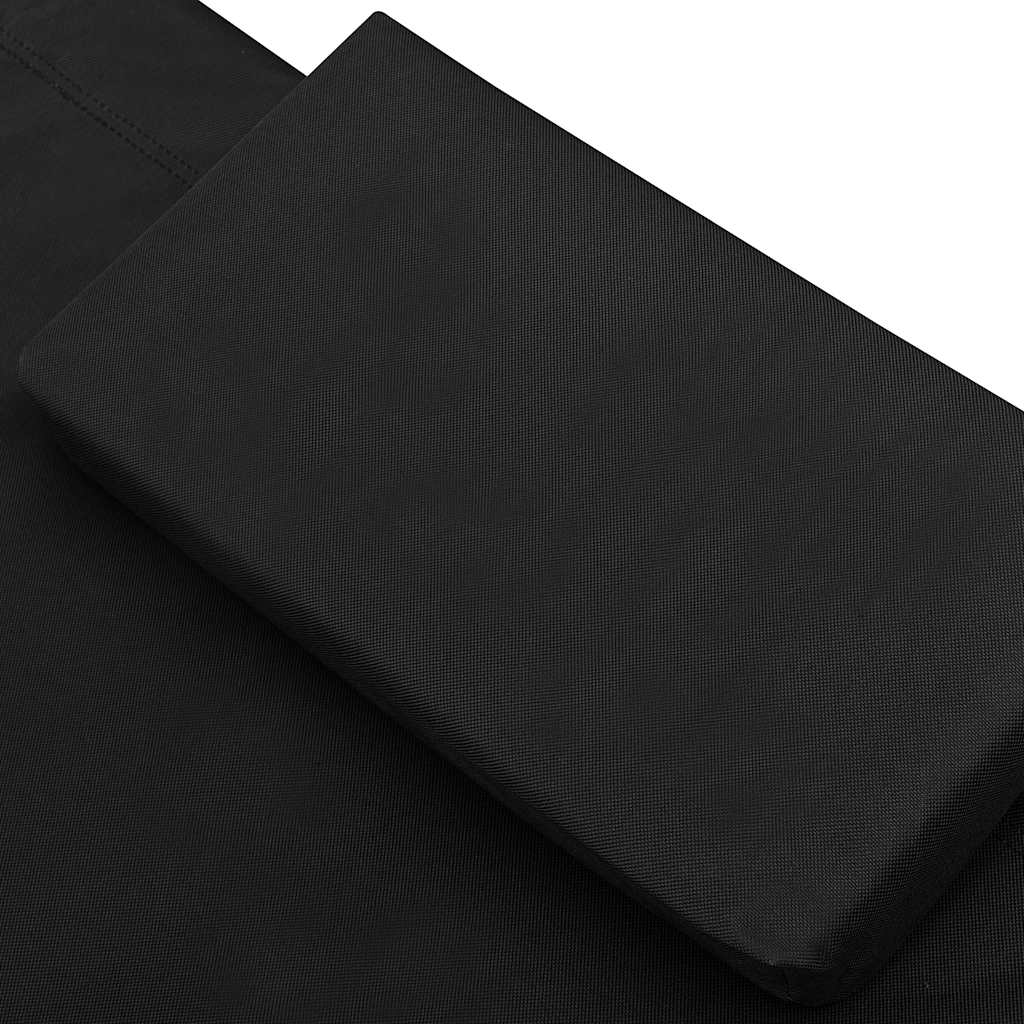 Sun Lounger with Sun Canopy and Cushions Black