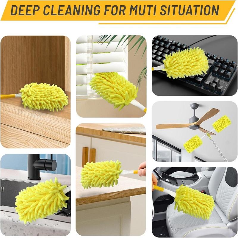 Chenille Duster Refills Handheld Duster Brush with Replaces Duster Pads for Home Car Clean Furniture Window Fan Cleaning Tools