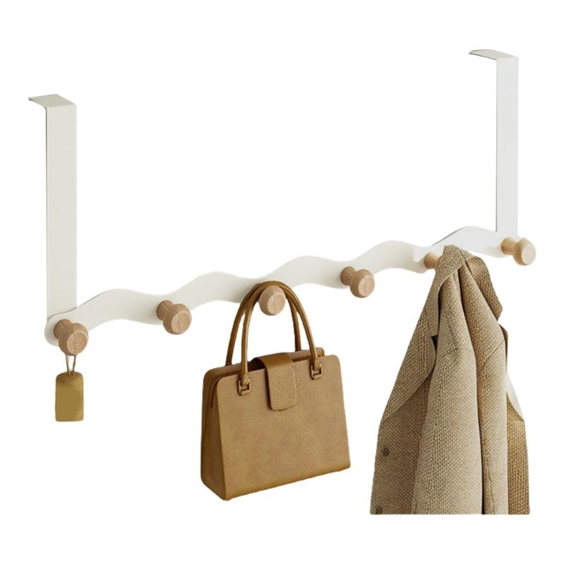 Over Door Hooks With Wooden Shelf For Jackets Hats Carbon Steel Clothes Rack Hanging Solution For Home Office