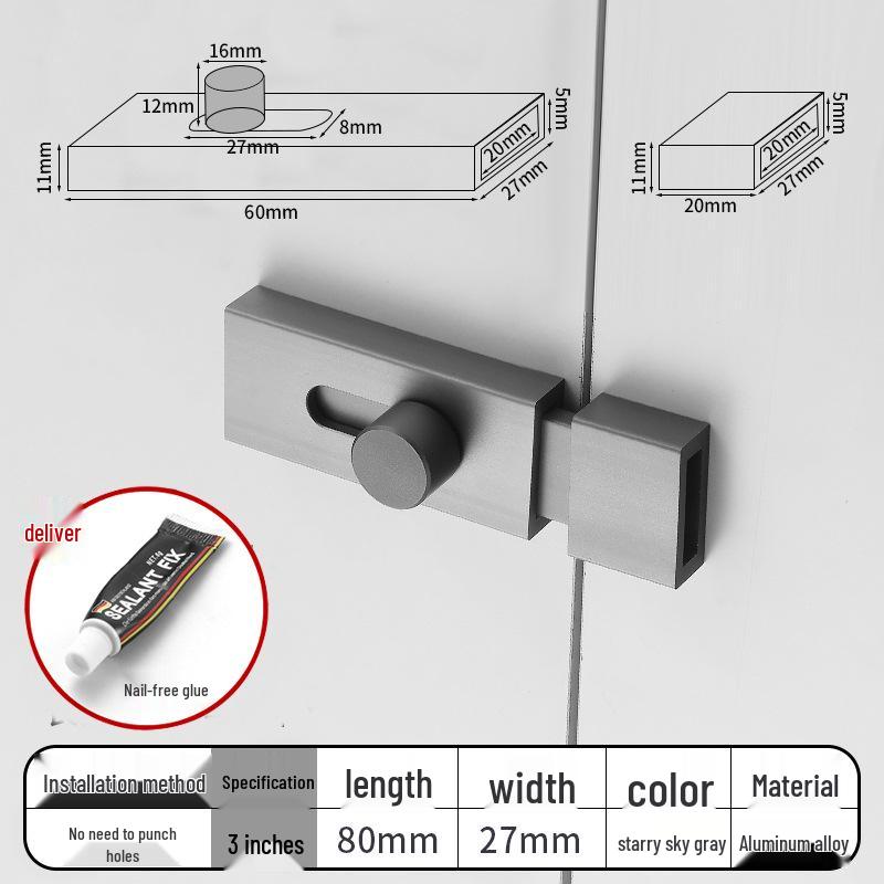 No-Drill Bathroom Door Latch: Simple Lock for Toilet & Sliding Doors