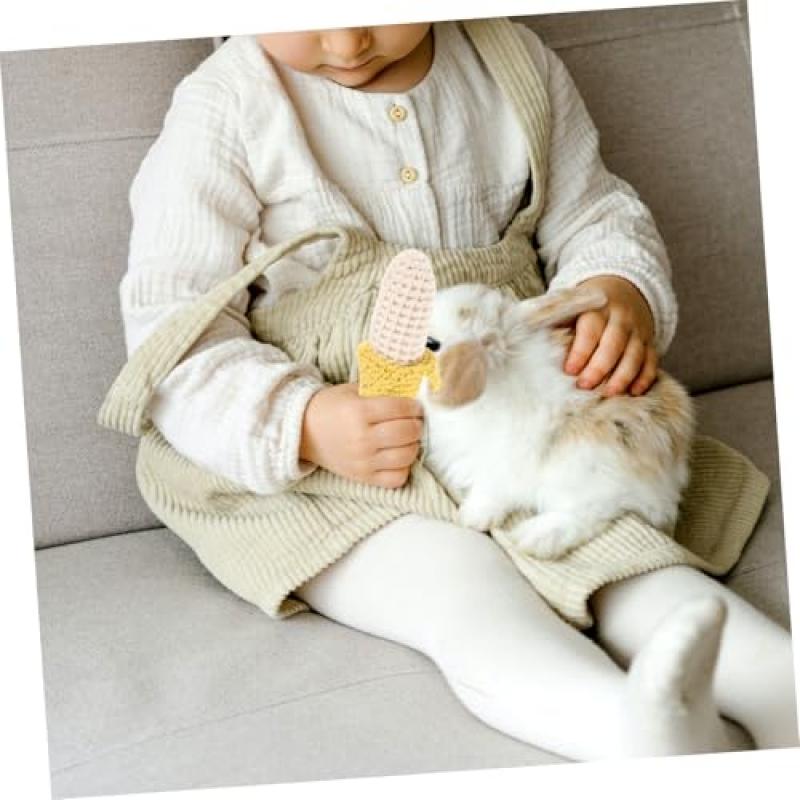 Crocheted Banana Teething Rattle - Soft Baby Grasp Toy, Newborn Soothing Toy with Hook for On-The-Go