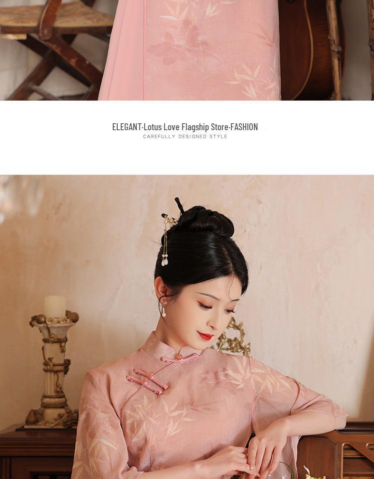 Orchid Green Summer 2025 Cheongsam: Chinese-Style Young Girl's Ao Dai Tea Dress for College Send-Off