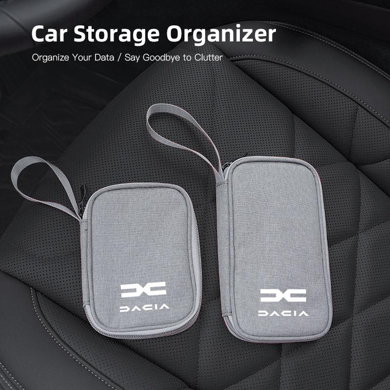 Car Cable Drive Earphone Charger Protable Storage Bag For New Dacia Duster Logan Sandero Jogger Spring Stepway Dokker Lodgy MCV