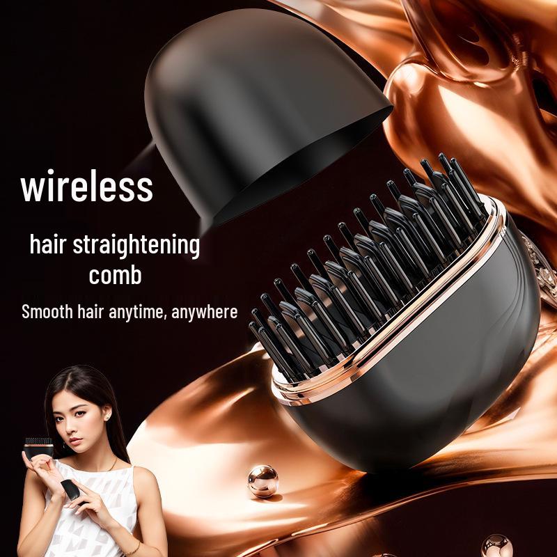 Wireless Charging Hair Straightening Brush and Styling Comb for Long Hair