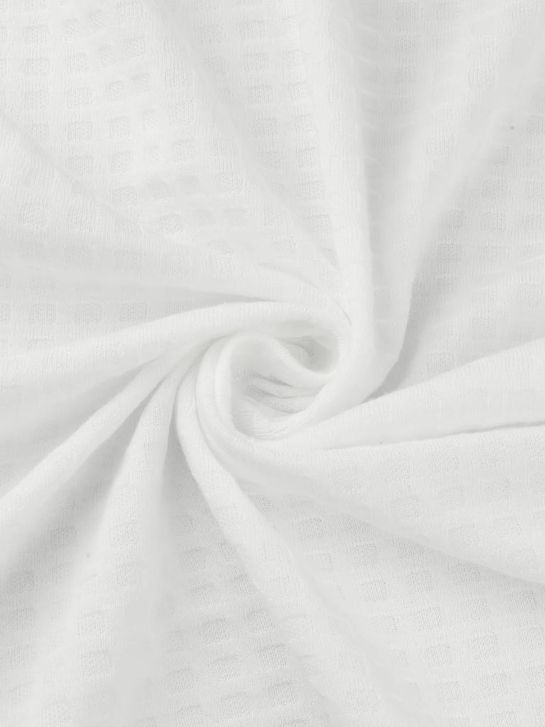 Cheibear Women's Waffle Bathrobe, Soft Kimono, Spa & Bath, Mid-Length, White, Size S