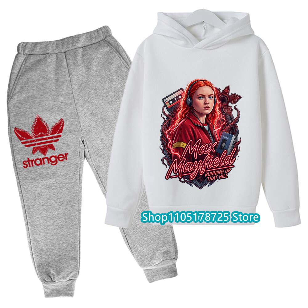 Snygg Huvtröja Set för Barn med Stranger Things Demogorgon Tryck, Bekväma och Trendiga Barnkläder för