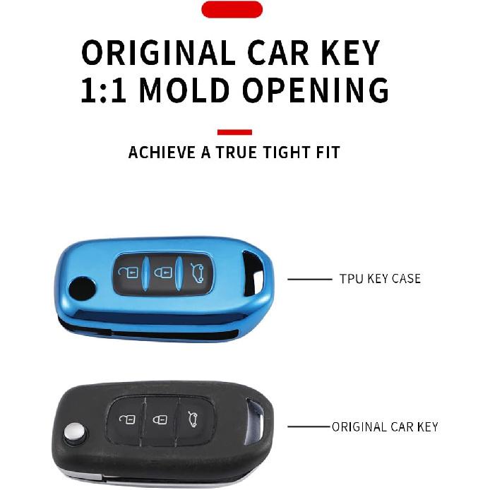 Copri Telecomando HIBEYO per Renault Kadjar Captur Megane Sandero Stepway Logan Clio 5 Accessori Copri Guscio Chiave Intelligente per Renault Kadjar Pieghevole 3