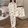 Internet Celebrity Cartoon Pajamas Women's Summer Short-sleeved Three-piece Loose Cardigan Women's Cute Loungewear Girl Suit