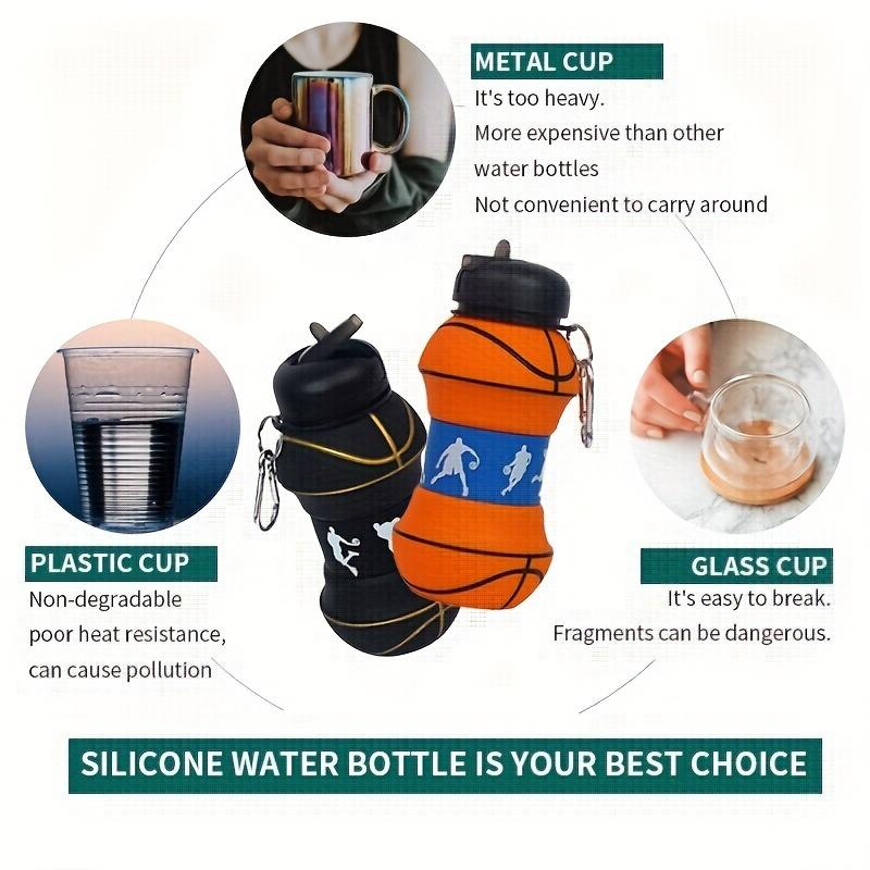 1pc 550ml Basketball Shape Collapsible Portable Water Bottles Suitable for Fitness Outdoor Activities Travel Gifts for Children
