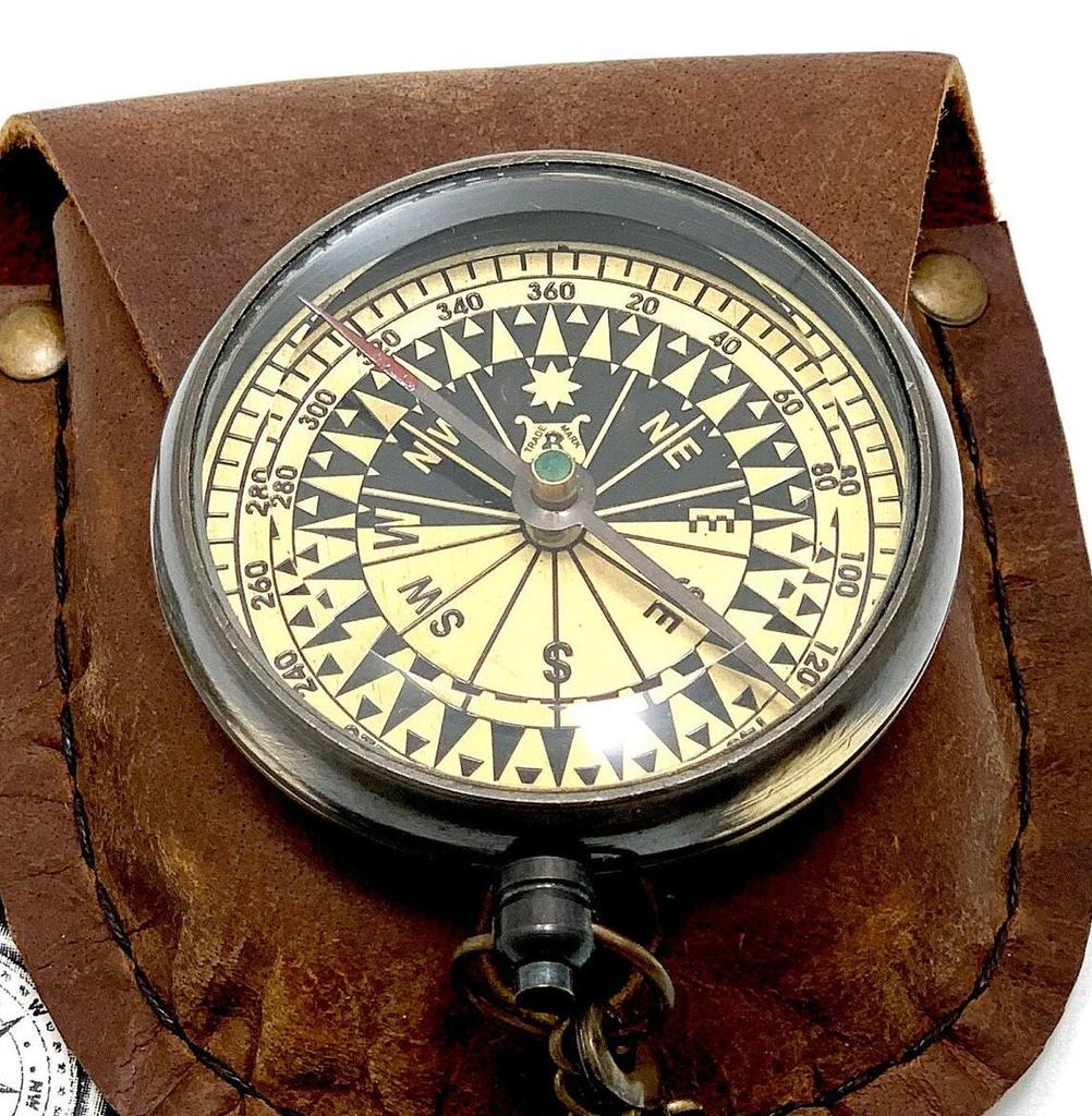 Antique Compass Brass Nautical Compass Chain, Engraved Compass, Mens Gift, Husband Gift, Antique Compass