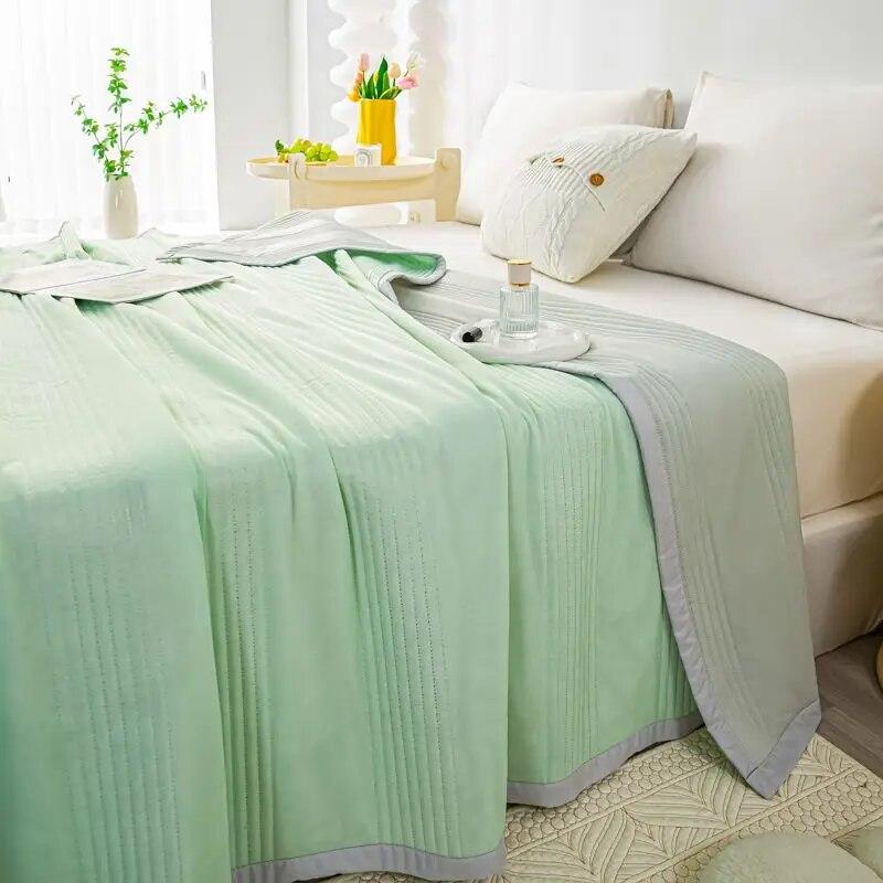 Air Condition Thin Blanket Summer Quilt Cover Cool Summer Cotton Quilt King Size Lace Free Shipping Down Blue Bedding Set Washed