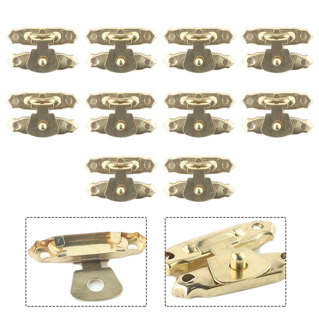 10Pcs Antique Bronze Hasps Iron Catch Latches Set For Jewellery Box Suitcase Wooden Box Hasps Buckle Furniture Hardware