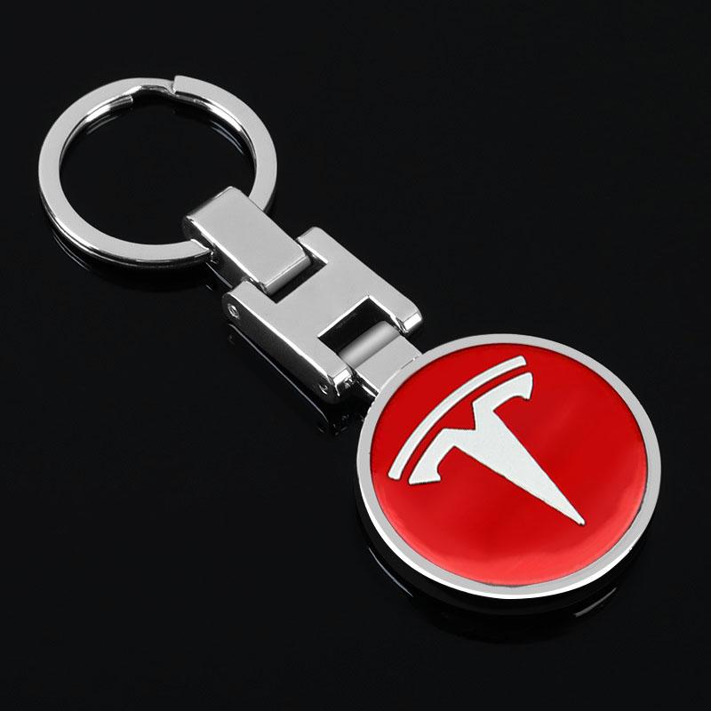 1Pcs Car Emblem Keychain Key Ring Accessories For Tesla Model 3 Model X S 2016-2023  Model Y Decals TM3 TMX