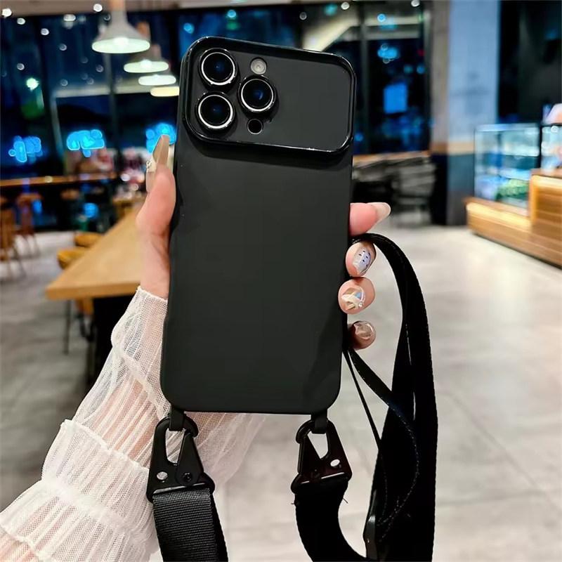 Shockproof TPU Crossbody Lanyard Silicone Phone Case For iPhone17 16 15 14 13 Pro Max 12 11 Cord Rope Necklace Strap Soft Cover