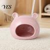 Small Animal Hideaway Cave Ceramic Hamster House, Summer Bear Shaped Hideout Cave, Spacious Habitat Bed Decor for Gerbil, Mice, Guinea Pig,