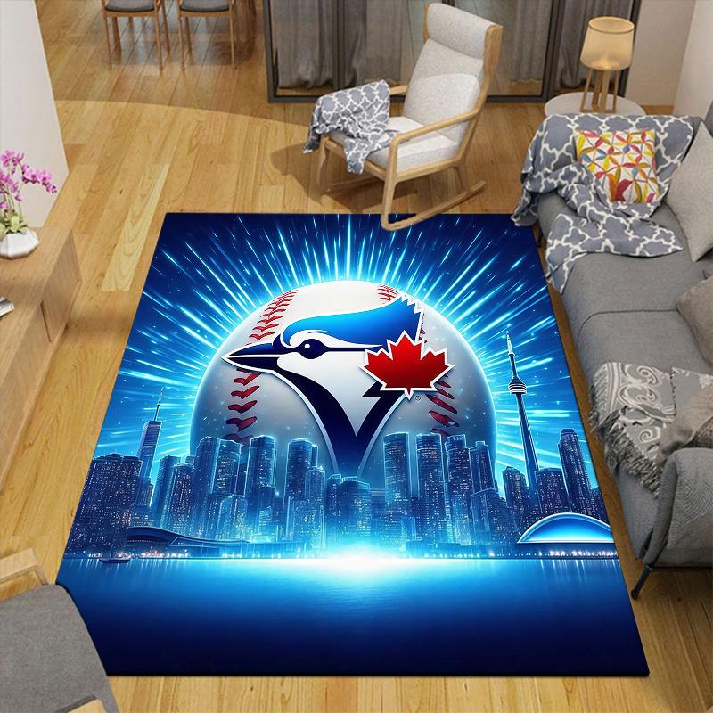 Toronto Blue Jays2 Flannel Pattern Square Carpet,Area Rug,Carpet Rug for Living Room Bedroom Sofa Playroom Decor,Non-slip Floor Mat